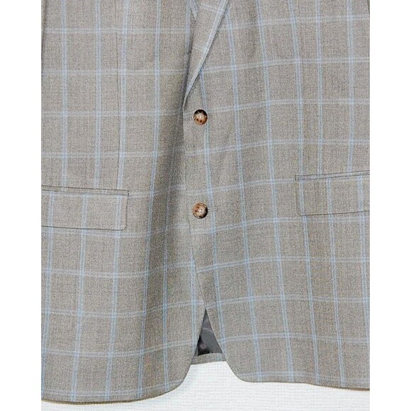 Ralph Lauren Blazer Sz 46XL Silk Wool Blend Gray Blue Plaid Green Label EUC - Picture 3 of 7